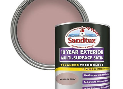 Sandtex 10 Year Multi Surface Satin Paint Vintage Pink 750ml