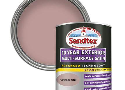 Sandtex 10 Year Multi Surface Satin Paint Vintage Pink 750ml