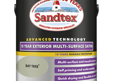 Sandtex 10 Year Multi Surface Satin Paint 2.5 Litre Bay Tree