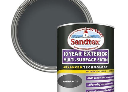 Sandtex 10 Year Multi Surface Satin Paint 750ml Anthracite