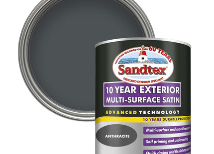 Sandtex 10 Year Multi Surface Satin Paint 750ml Anthracite