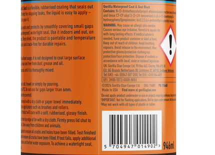 Gorilla Glue 84756 Waterproof Coat & Seal Black 473ml