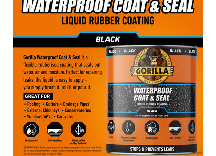Gorilla Glue 84756 Waterproof Coat & Seal Black 473ml