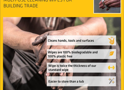 Everbuild Sika Biodegradable Multi-Use Cleaning Wipes for the Building Trade 60 Pack
