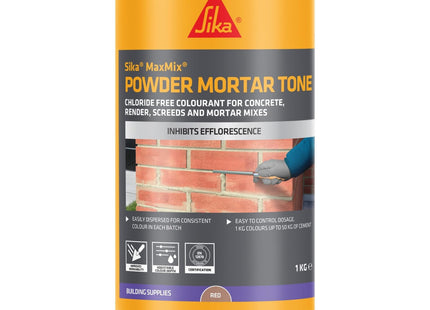 Everbuild Sika MaxMix Powder Mortar Tone - Reduces Pigment Bleeding and Segregation - Red - 1kg