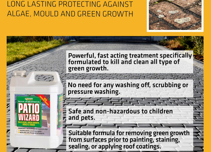 Everbuild Patio Wizard Moss Protection Against Algae, Green Growth, Mould & Fungi - 5 Litre