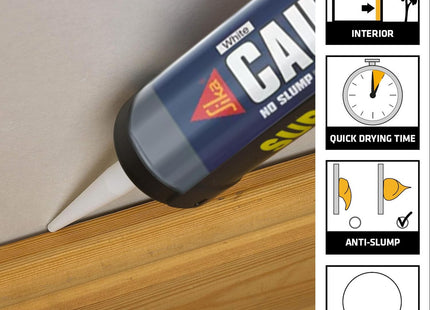 Everbuild Sika Caulk Once Premium Quality Acrylic Caulk - Highly Flexible - Fast Drying - White - 380ml