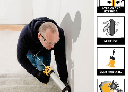 Everbuild Everflex 195 Premium+ Siliconised Acrylic Sealant - Mould Resistant - Permanently Flexible - Overpaintable - White - 300ml