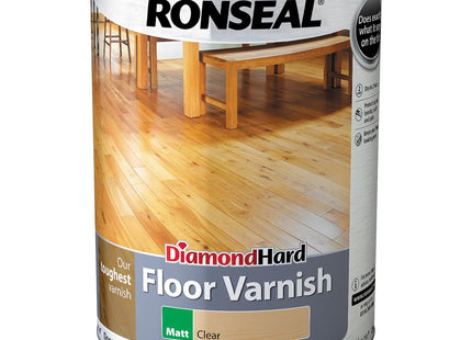 Ronseal Diamond Hard Floor Varnish Clear Matt 5 Litre