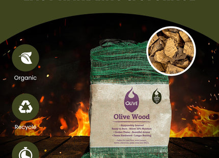 Green Olive Firewood Company Olive Hardwood Logs Kiln Dried Logs For Wood Burner, Aromatic Pizza Oven Wood. Hardwood for Pizza Ovens 7.5kg