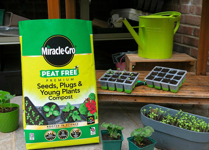 Miracle-Gro Peat Free Premium Seeds, Plugs & Young Plants Compost, 20 Litre