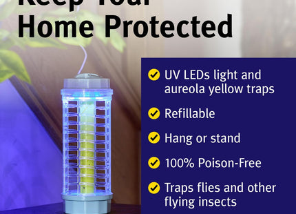 STV Zero In UV Light Kitchen Insect Killer Refills - 4 Pack - Kills Flies, Moths, and Midges Hygienic Disposal Poison-Free, Yellow