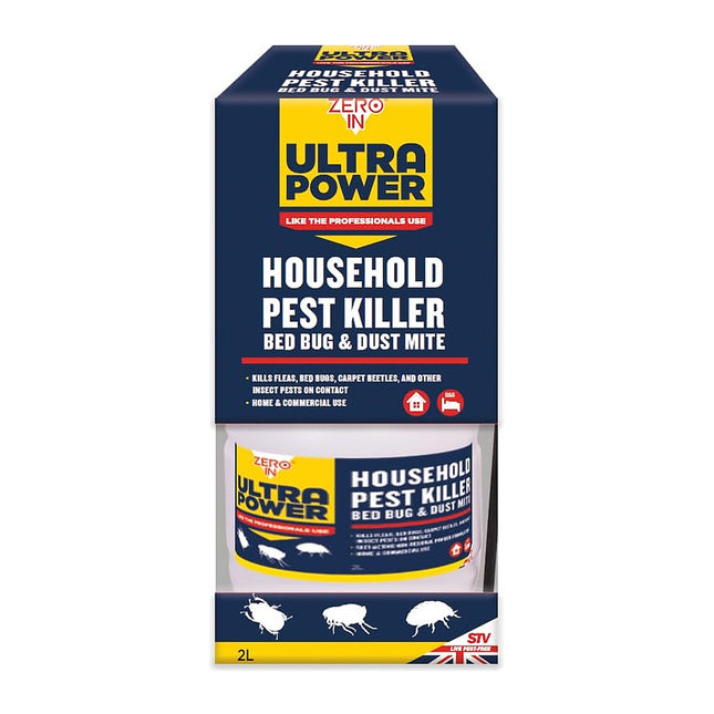 STV Zero In Ultra Power Household Pest Killer Refillable Sprayer - 2 Litre Professional-Strength Indoor Insect Control
