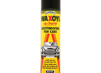 Hammerite Waxoyl Car Underseal and Rust Protection. Rust Inhibitor and Rust Converter for Classic Car Care. 400ml Black 5092855