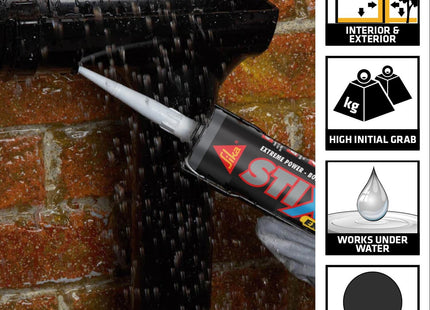 Everbuild Sika Stixall - Extreme Power Sealant and Adhesive - Waterproof - Anthracite - 290ml