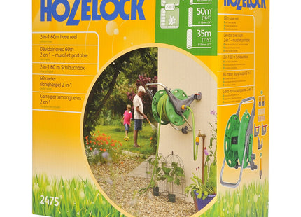 Hozelock Hose Reel 60m 2-in-1 (Reel and Wall Fixings Only): Free-standing or Wall-mounted