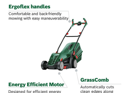 Bosch Corded Lawnmower UniversalRotak 37-565 (230 V, Cutting Width: 37 cm, 40-Litre Grass Box, with GrassCombs)