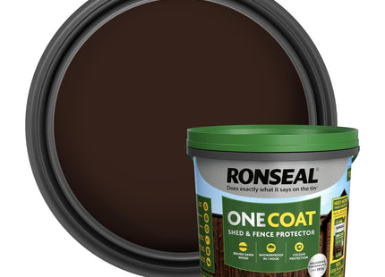 Ronseal One Coat Shed and Fence Protector Dark Oak 5 Litre (Covers up to 6 Fence Panels) All Weather Protection