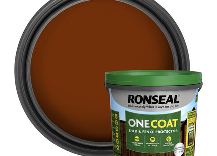 Ronseal One Coat Shed and Fence Protector Medium Oak 5 Litre (Covers up to 6 Fence Panels) All Weather Protection