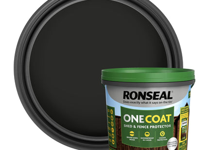 Ronseal One Coat Shed and Fence Protector Tudor Black Oak 5 Litre (Covers up to 6 Fence Panels) All Weather Protection