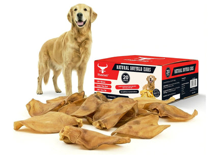 The Buffalo Co. Buffalo Ears for Dogs 20 Pack Natural Grass-Fed Dog Treats