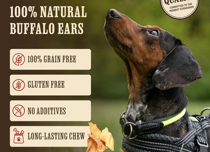 The Buffalo Co. Buffalo Ears for Dogs 10 Pack Natural Grass-Fed Dog Treats