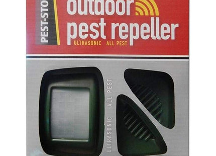 Pest-Stop Ultrasonic Outdoor Pest Repeller Waterproof with Ground Spike & Wall Mount 15m Range