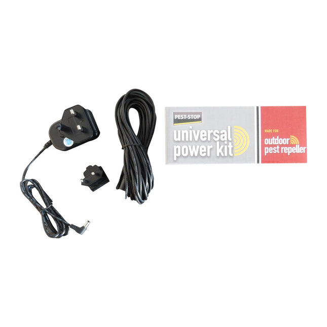 Pest-Stop Universal Power Kit for Outdoor Repellers - 10m Extension Cable - Includes UK and EU Plugs - Mains Adaptor