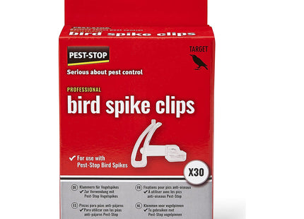 Pest-Stop Bird Spike Clips - Pack of 30 - Secure Fixing for Guttering and Edges - Translucent UV-Resistant Plastic - For Use Bird Spikes