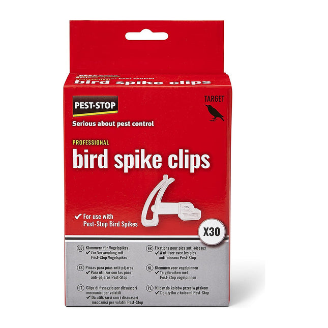 Pest-Stop Bird Spike Clips - Pack of 30 - Secure Fixing for Guttering and Edges - Translucent UV-Resistant Plastic - For Use Bird Spikes