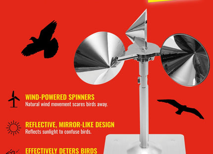 Pest-Stop Reflect-A-Bird Wind-Powered Spinning Visual Bird Deterrent
