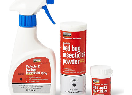 Pest-Stop Bed Bug Blitz Kit - 300ml Spray, 100g Powder & 11g Fumer - Multi-Action Indoor Bed Bug Control - Long-Lasting Protection