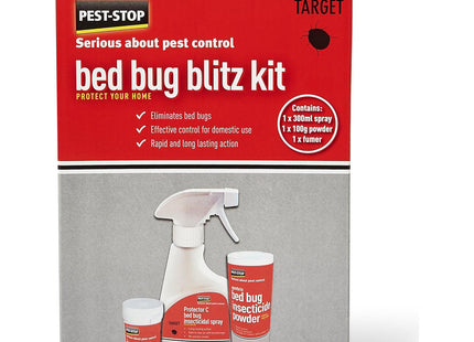 Pest-Stop Bed Bug Blitz Kit - 300ml Spray, 100g Powder & 11g Fumer - Multi-Action Indoor Bed Bug Control - Long-Lasting Protection