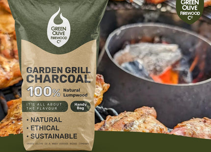 Green Olive Firewood Company Garden Grill BBQ Lumpwood Charcoal Handy Bag 3kg, Natural FCHPP3