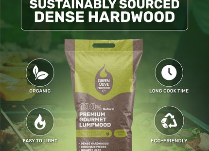 Green Olive Firewood Company Premium Gourmet Lumpwood BBQ Charcoal Coal For Barbecues In Your Garden and Professional Grills 5kg