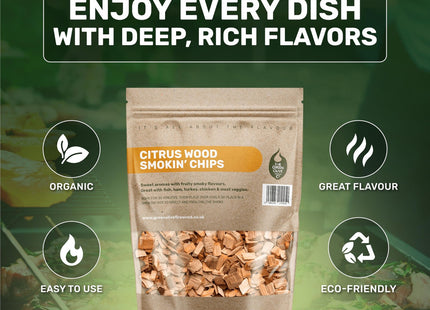 Green Olive Firewood Company Citrus Wood Smokin' Chips 3 Litre for BBQ Smoking