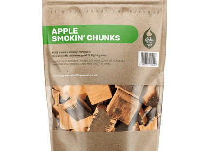 Green Olive Firewood Company Apple Wood Chunks for Smoking, (approx 1.5kg) BBQ Charcoal 5 Litre