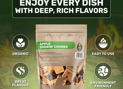 Green Olive Firewood Company Apple Wood Chunks for Smoking, (approx 1.5kg) BBQ Charcoal 5 Litre