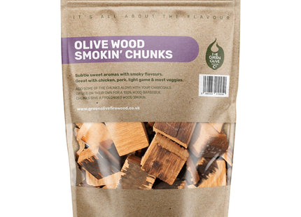 Green Olive Firewood Company Olive Wood Chunks for Smoking, (approx 1.6kg) BBQ use In BBQ's 5 Litre