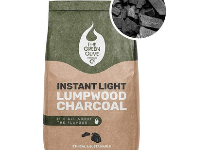 Green Olive Firewood Company Instant Light Lumpwood Charcoal 2kg (2x 1kg)