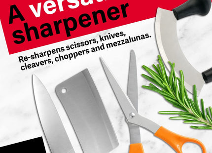 Multi-Sharp 1901 2 in 1 Multi-Purpose Knife and Scissor Blade Sharpener. Also Sharpens Cleavers, mezzalunas, Left & Right-Handed Scissors