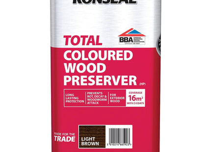 Ronseal Trade Total Wood Preserver Light Brown 5 Litre RSLTTWPLB5L