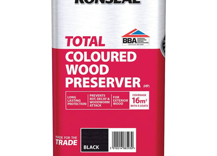 Ronseal Trade Total Wood Preserver Black 5 Litre RSLTTWPBL5L