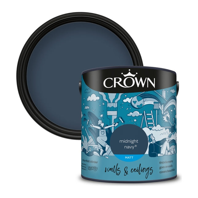 Crown Midnight Navy 2.5 Litre Walls & Ceilings Silk Emulsion