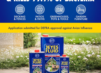 Jeyes Fluid Classic Outdoor Cleaner Premium Patio Cleaner Concentrate Makes 100 Litre Heavy Duty Disinfectant for Patios, Kills 99.9% Bacteria 5 Litre