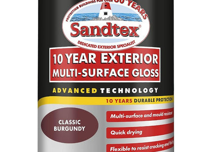 Sandtex 10 Year Exterior Multi Surface Gloss 750ml Classic Burgundy