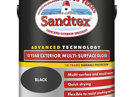 Sandtex 10 Year Multi surface Gloss Paint, Black, 2.5 Litre
