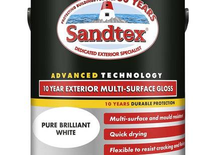 Sandtex 10 Year Multi Surface Gloss Pure Brilliant White 2.5 Litre
