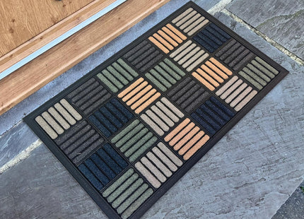 Gardman Mighty Mats Scrape 'N' Sorb Door Mat Indoor & Sheltered Outdoor Dirt Trapper Rug with Rubber Back 40 x 60cm Parquet Multi P00028213