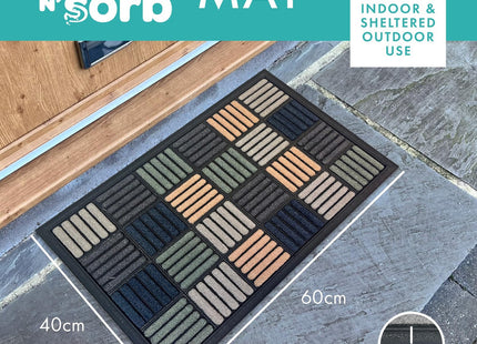 Gardman Mighty Mats Scrape 'N' Sorb Door Mat Indoor & Sheltered Outdoor Dirt Trapper Rug with Rubber Back 40 x 60cm Parquet Multi P00028213